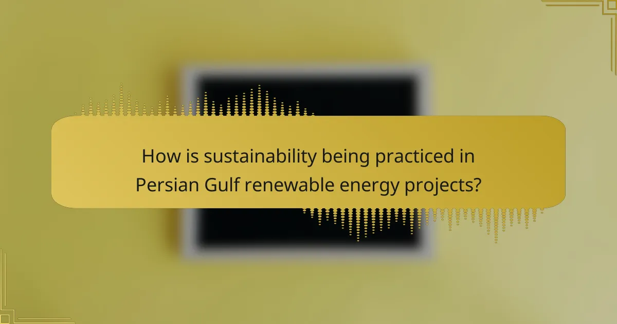 How is sustainability being practiced in Persian Gulf renewable energy projects?